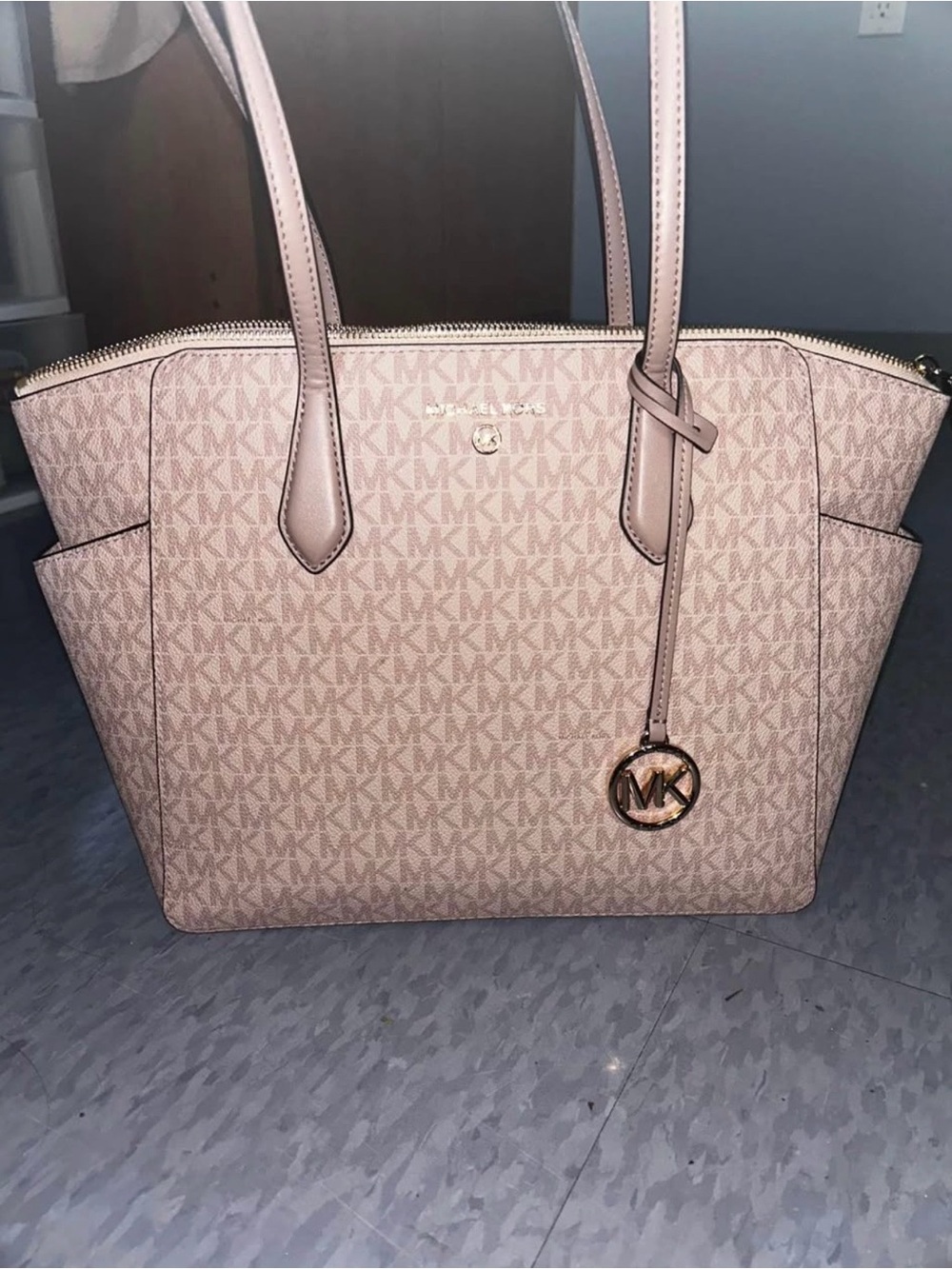 Michael Kors Blush Signature Tote with MK Charm
